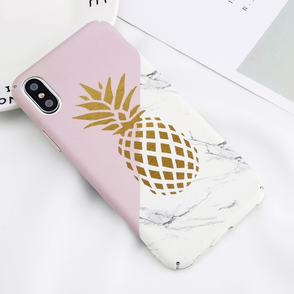 Golden Threads Accessories - Pineapple Marble and Pink Phone X Case